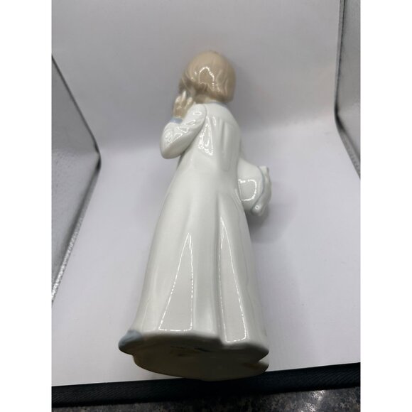 Vtg NOA Lladro Porcelain Figuerine Boy with Clock Pillow made in Spain 10” - Picture 3 of 5